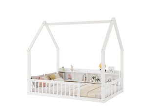 Lit cabane 140x200 cm <strong></strong> <strong></strong> coloris blanc