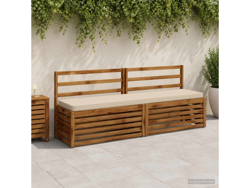  Lot de 2 coussins de banc, coussins d'assise vught 100 % polyester beige cf57805  - Conforama B
