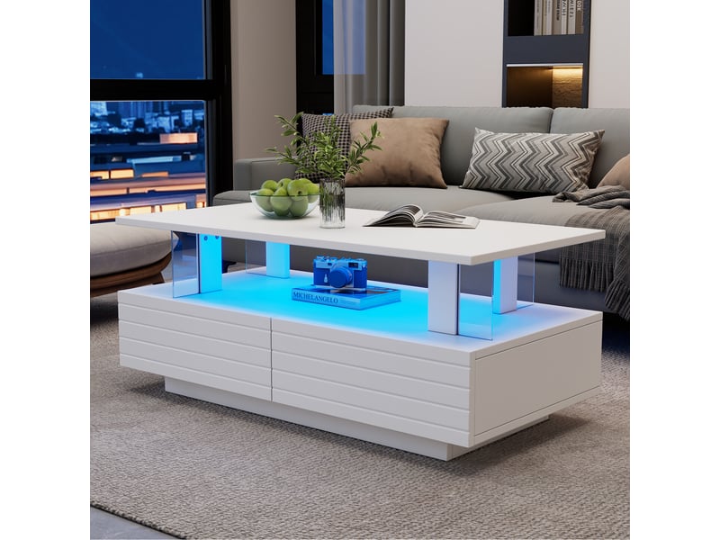  Table basse rectangulaire blanc - 50x100 cm merax - Conforama E