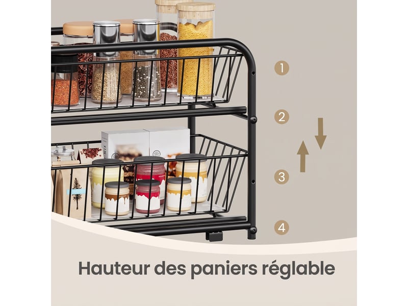  Organiseur de cuisine lot de 1, rangement sous évier empilable avec tiroirs, 36,9 x 21,6 x 27,2 cm, noir  - Conforama E