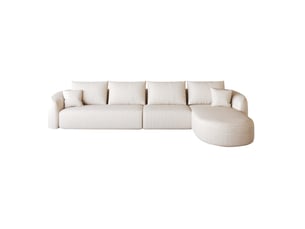 Canapé d'angle droit modulaire modenvie 336 x 168 x 85 cm 5 places en tissu chenille blanc sans montage
