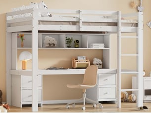 Lit mezzanine 90x200 cm <strong>LEYTN</strong> <strong></strong> coloris blanc