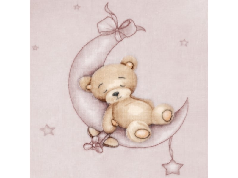  Couverture bébé interbaby 110 x 140 cm maille raschel - rose, motif ourson, lune et étoiles 00996-02 - Conforama C