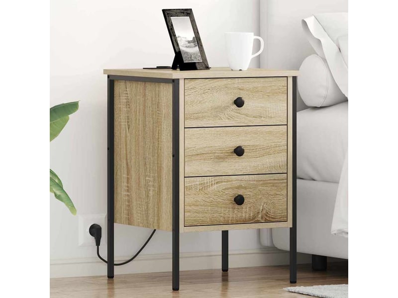  Table de chevet 2 pièces chêne sonoma 42 x 41 x 61 cm  - Conforama B
