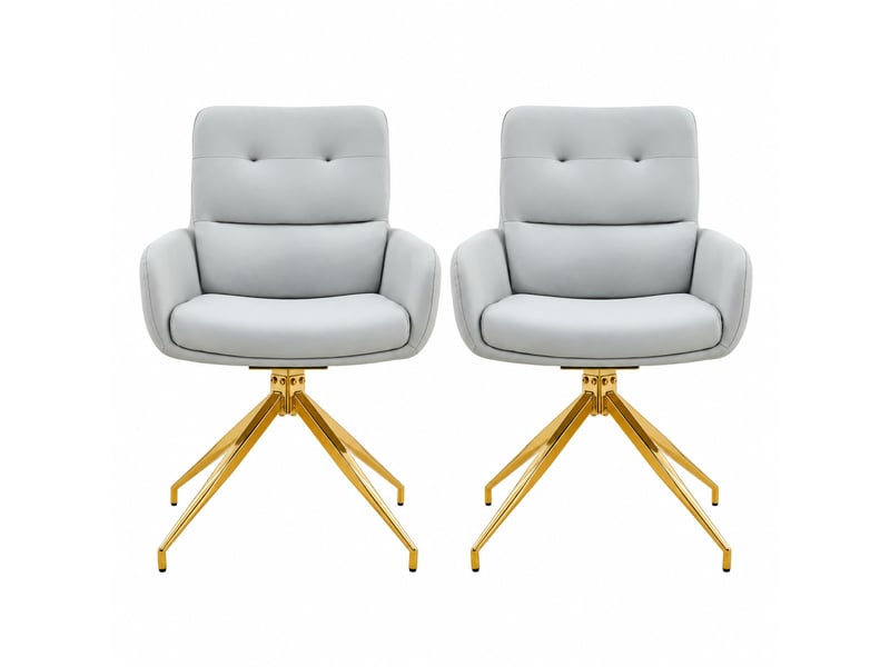 Chaise pivotante 360° en cuir pu et métal gris clair et doré  - Conforama A