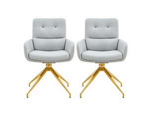 Chaise pivotante 360° en cuir pu et métal gris clair et doré