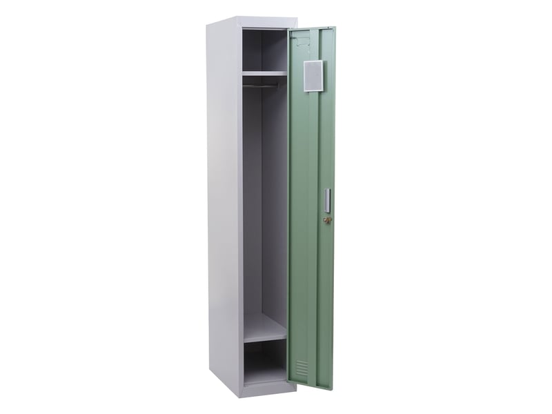  Casier armoire à vêtements avec tringle à vêtements et miroir 180 x 30 x 50 cm en métal menthe 04_0010937  - Conforama B