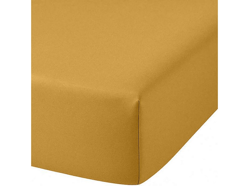  Drap housse 140x190+30 cm coton jaune moutarde PD25575 - Conforama A