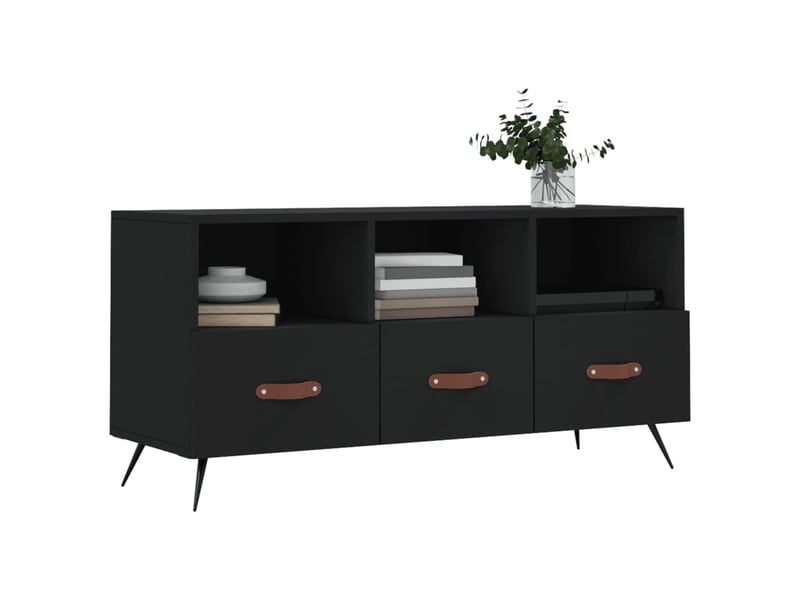  Meuble tv - banc tv - meuble de rangement noir 102x36x50 cm bois d'ingénierie  - Conforama C