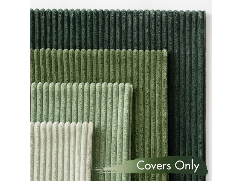  Housses de coussin carrées décoratives, en velours côtelé doux et en velours rayé, lot de 4, adaptées à la décoration intérieure, 45 x 45 cm, vert 1  - Conforama B