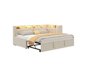 Lit banquette 180x200 cm <strong>MODERNLUXE</strong> <strong></strong> coloris beige