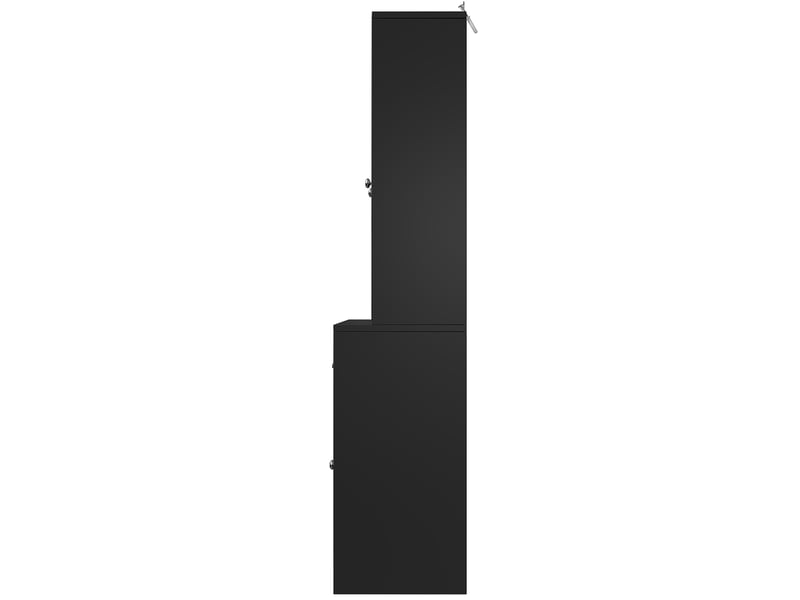 Armoire haute de salon noire 140x38.5x175cm, vitrine de cuisine avec tiroirs en mdf et acrylique - Conforama D