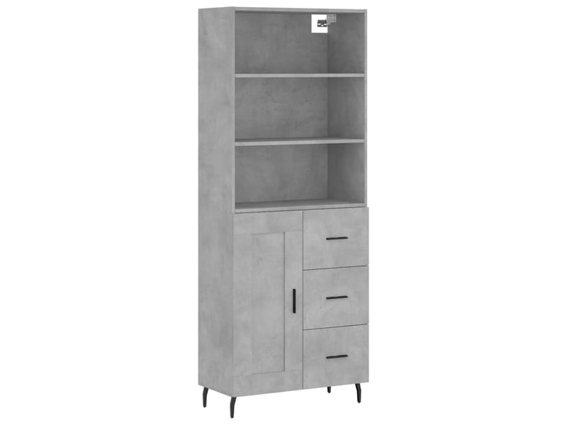  Buffet haut - bahut - meuble de rangement gris béton 69,5x34x180 cm bois d'ingénierie  - Conforama A