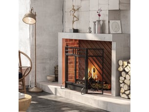 Pare-étincelles grille de protection pour cheminée pare-feu barrière de sécurité 3 pliables volets et porte 120 x 79 cm