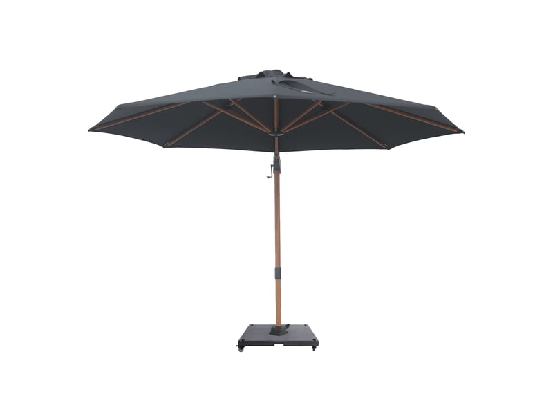  Axi solis parasol déporté rond avec pied de parasol, ø 300 cm, aspect boisgris | pour le jardin terrasse avec armature thermolaquée | housse de protection inclus  - Conforama D