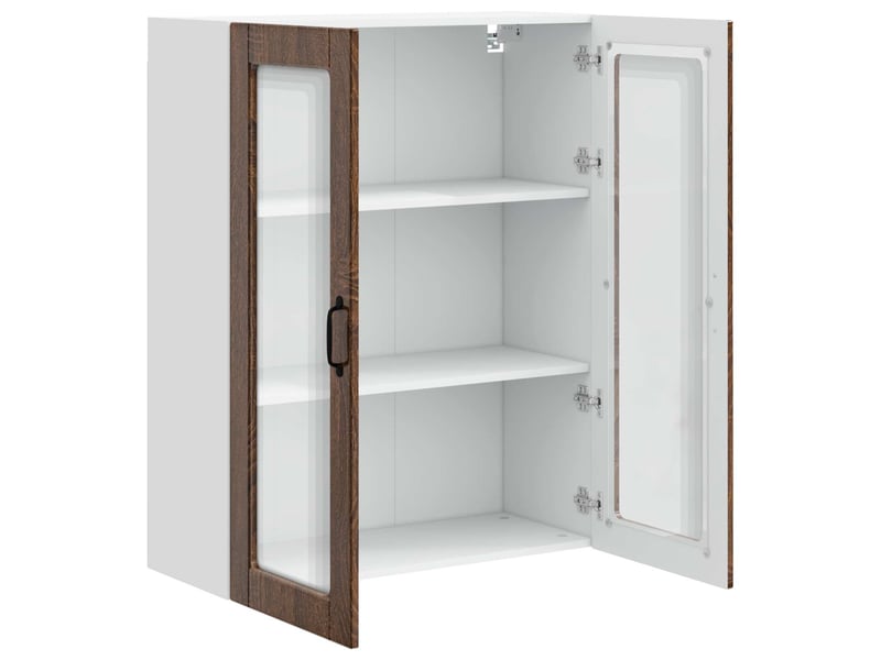  Meuble mural de cuisine, cabinet en verre mural chêne brun 80x31x100cm shl7910  - Conforama E
