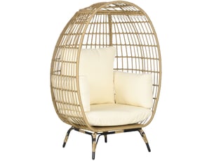 Fauteuil de jardin en rotin synthétique 105 x 90 x 148 cm – kaki – coussins épais et pieds réglables