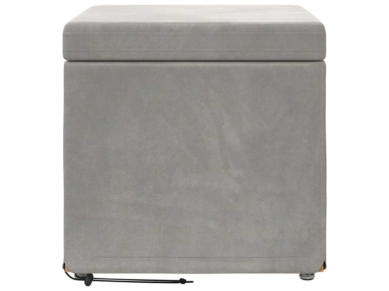  Tabouret bas, ottoman gris clair 41x41x40 cm velours et bois composite  - Conforama D