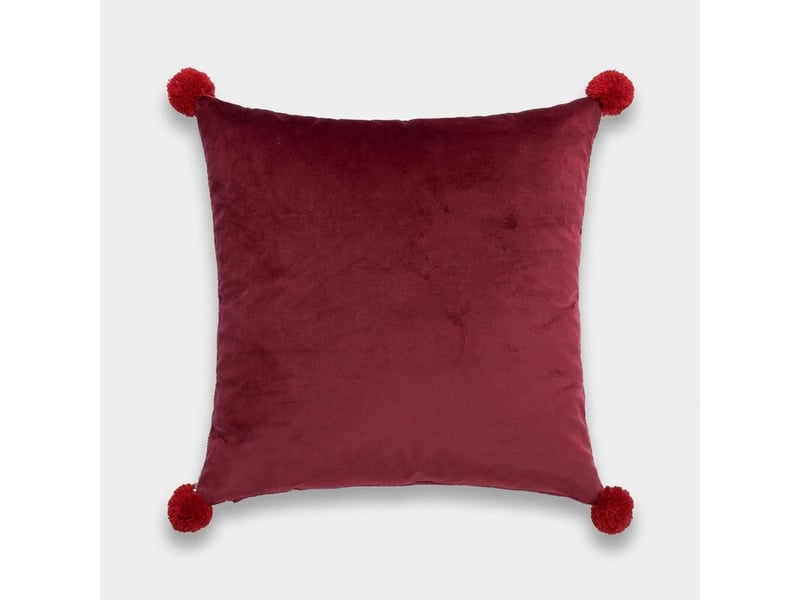  Coussin décoratif brodé déhoussable sylwen - rouge  - Conforama C