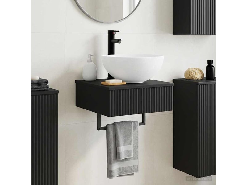  Basin de lavage mural, lavabo noir 40x41x40.5 cm bois d'ingénierie  - Conforama B