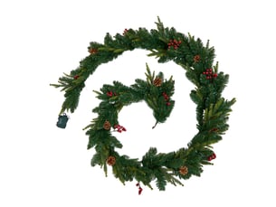 Guirlande de noël lumineuse naturelle baies et pommes de pin 270 cm