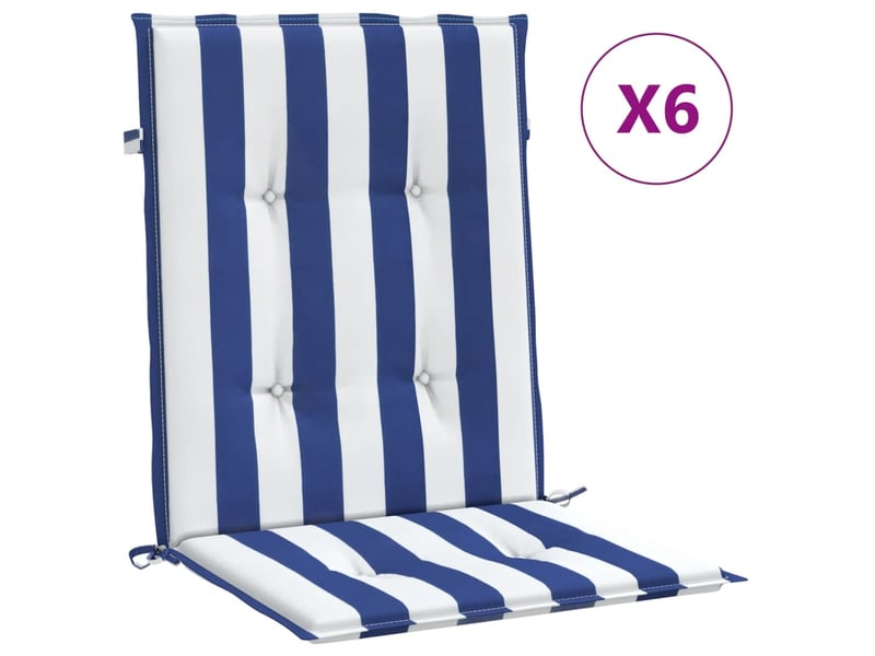  Lot de 6 coussins de dossier,  coussins de dos, tissu oxford bleu et blanc cf59462  - Conforama A