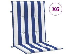 Lot de 6 coussins de dossier,  coussins de dos, tissu oxford bleu et blanc cf59462