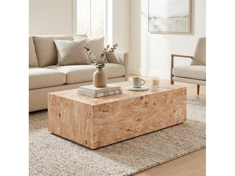  Table basse avec plateau spacieux, design minimaliste, en mdf, décor bois naturel, usage polyvalent au salon  - Conforama B