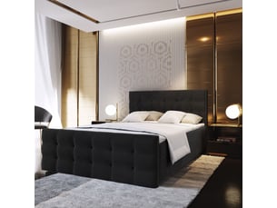 Lit avec rangement 140x200 cm <strong>MASSENO</strong> <strong></strong> coloris noir