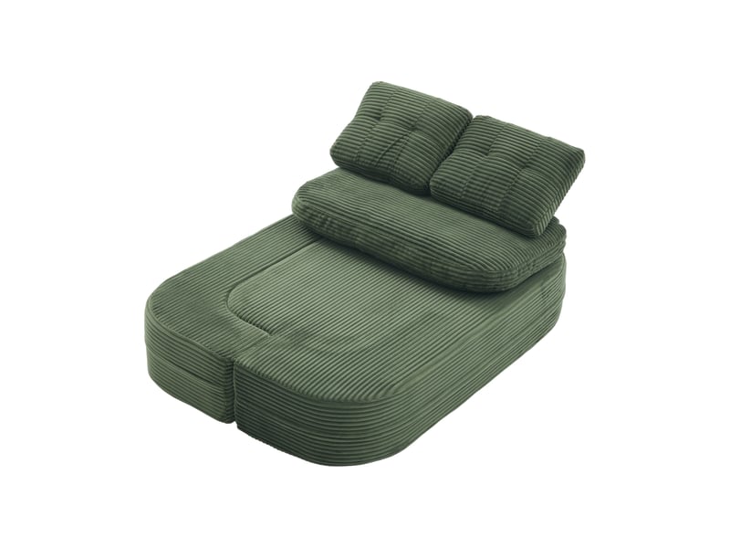 Canapé convertible, canapé-lit, en velours tricoté, vert, porte-gobelets, assise profonde, pliable, 2 en 1 - Conforama B