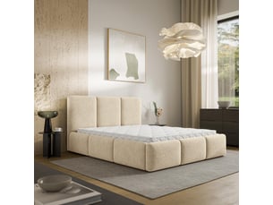 Lit coffre 160x200 cm <strong>MASSENO</strong>  <strong></strong> coloris beige