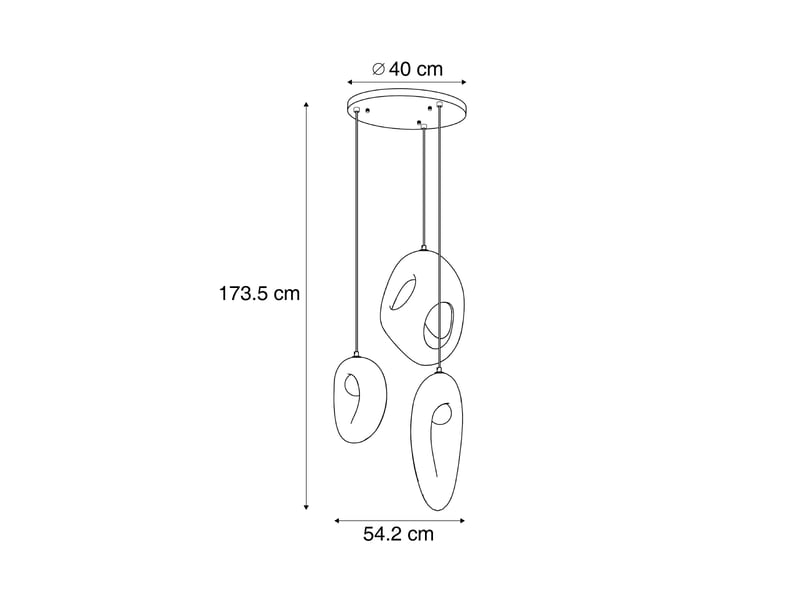  Japandi hanglamp wit met licht groene kap organisch 3-lichts - moonstone  - Conforama C