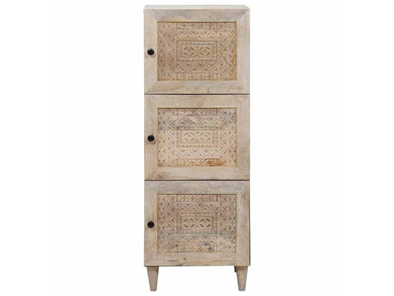  Haut armoire, meuble de rangement salon blanc 40 x 33 x 110 cm bois de manguier massif  - Conforama C