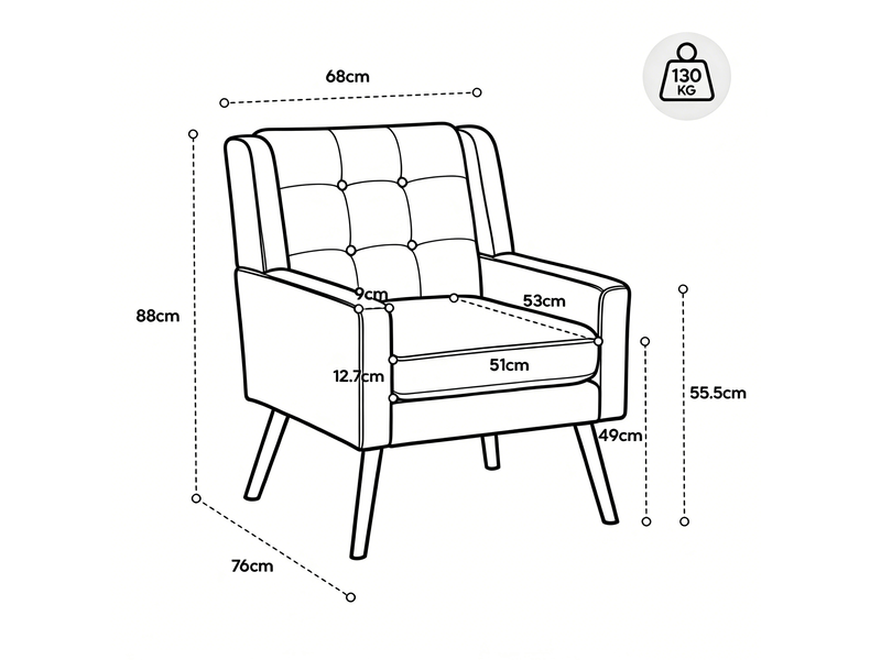  Lot de 2 fauteuils d'appoint gris foncé, 1 place et 2 places, rembourrage en mousse haute densité  - Conforama E