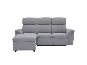 Canapé d'angle gauche relax électrique  GLENN 3 places Tissu Gris