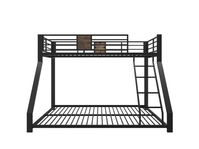  Lit superposé métal 90×200cm &amp; 140×200cm, échelle réversible, silencieux, noir  - Conforama A