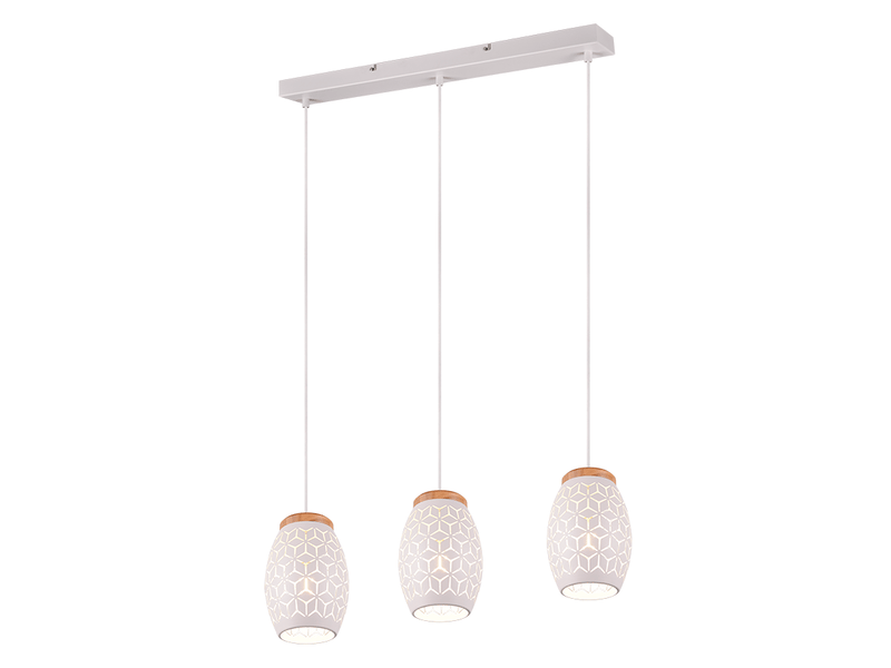 Suspension bidar 3xe27, max.28,0 w , blanc mat -trio  - Conforama A