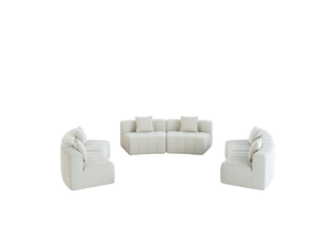 Canapé 6 places - 444.5x222x73.6 cm - canapé demi-lune modulaire incurvé chenille avec coussins, sans montage - beige