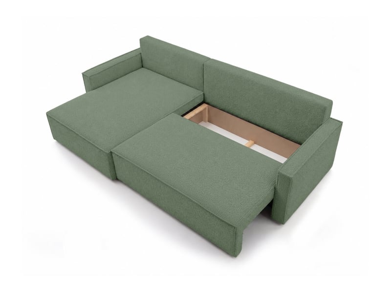  Farah - canapé d'angle max réversible et convertible 5 places accoudoirs slim en tissu bouclettes généreuses  - Conforama D