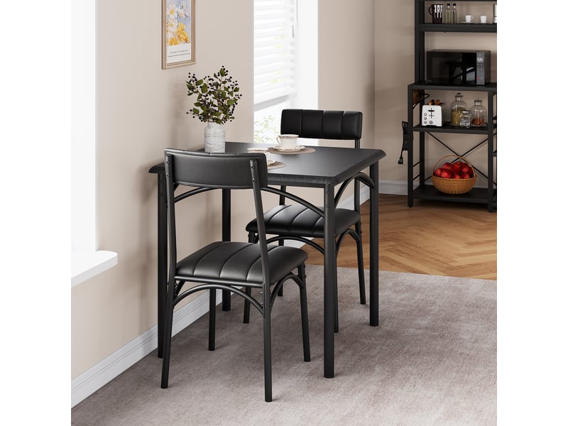  Ensemble de salle à manger 3 pièces – table carrée et 2 chaises  – pour appartement ou studio – style rustique moderne – noir cBc-IbyFStLf-c1BP-t - Conforama B