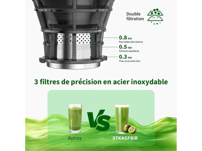  Extracteur de jus lent 400 w ouverture xxl 152 mm cuve 1,8 l noir argent 401650_AABAS76438_6_DROPFR - Conforama E