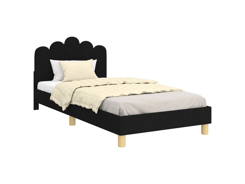  Cadre de lit pour enfants - lit jeune avec tête de lit noir 90 x 190 cm  - Conforama A