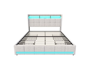 Lit avec rangement 180x200 cm <strong></strong>  <strong></strong> coloris beige