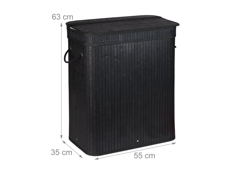  Panier à linge trieur décoratif salle de bain 63 x 55 x 35 cm avec 3 compartiments en bambou naturel 13_0011564  - Conforama B