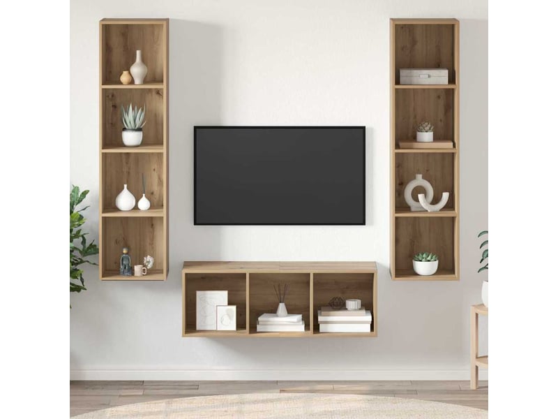 Ensemble meuble tv - banc tv - meuble de rangement 3 pcs chêne artisanal bois d'ingénierie  - Conforama B