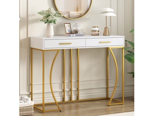 Table basse rectangulaire coloris blanc MEUBLIV - 32 cmx110 cm