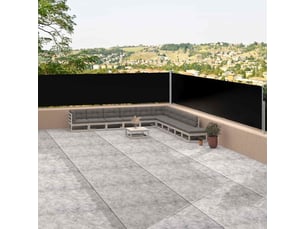 Auvent latéral rétractable, store latéral paravent noir 117x1200 cm