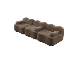 Canapé 3 places - 288x98x70 cm - canapé droit modulable velours, mousse 32d, sans structure rigide et coussins amovibles - marron