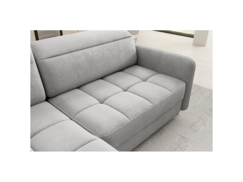Canapé d'angle gauche convertible barnea 208 cm gris clair avec rangement - Conforama D