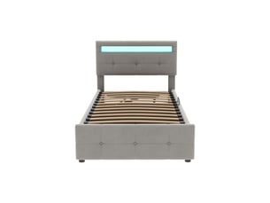 Lit coffre 90x200 cm <strong>MERAX</strong>  <strong>lit enfant gris</strong> coloris gris